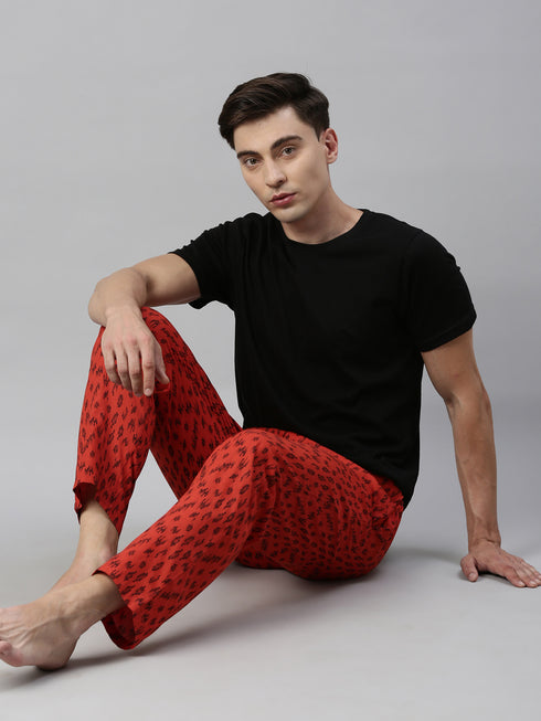 Rust Orange Printed Pyjamas